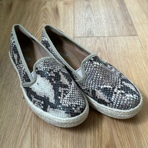 Clarks Womens Azella Black Beige Snake Print Espadrille Slip On Size 8 Comfort